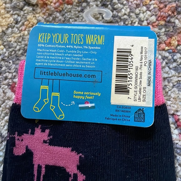 Little Blue House Pink and Black Moose Socks - Picture 4 of 4